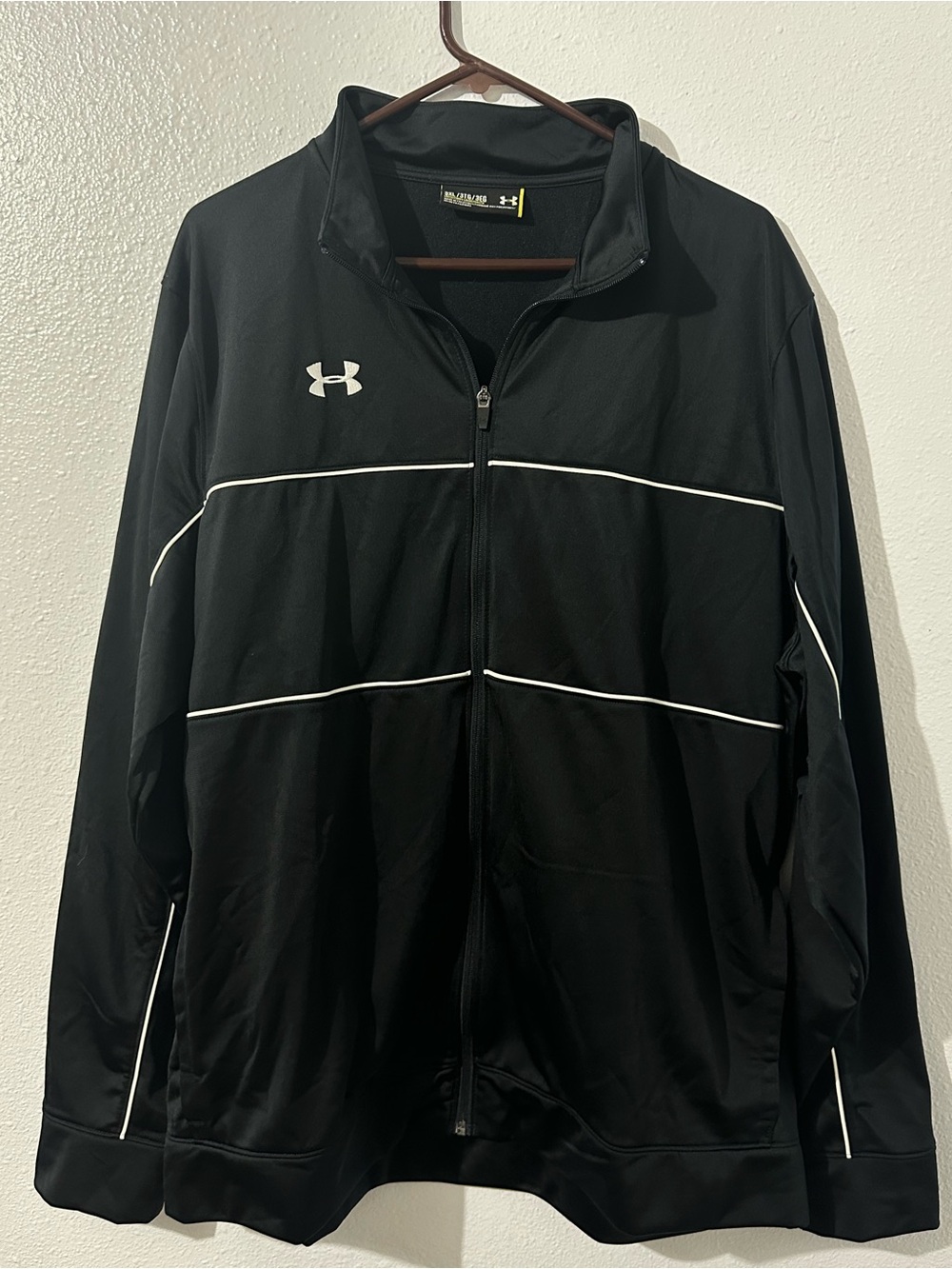 Under Armour Mens 3XL Loose Fit Black Striped Full Zip Athletic Track Jacket